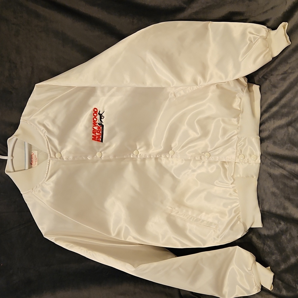 Vintage 1980's Satins Made in USA Silky Quilted Bomber Jacket Sz.XL Maywood Park